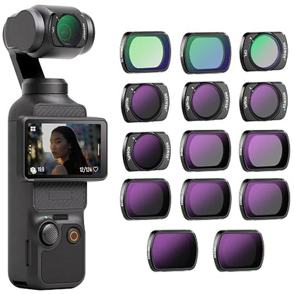 NEEWER Juego Filtro Magnético ND Compatible con dji Osmo Pocket 3 / Pocket 4 / Xtra Muse,CPL ND (8/16/32/64/128/256/1000) ND8/PL ND16/PL ND32/PL ND64/PL LPR Difusión Negra 1/4