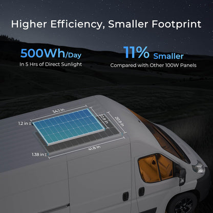 Renogy - Panel solar de 100 W, tipo N, 16BB, 25% de alta eficiencia | Panel solar de 100 W para RV Marine Boat Trailer, Camper, Rooftop Farm y otros sistemas fuera de la red, IP67