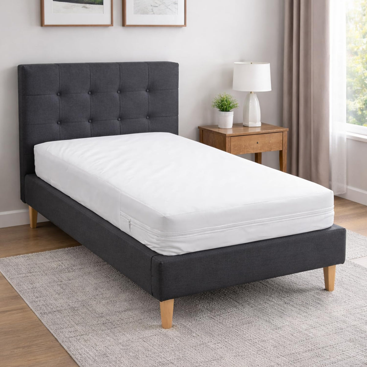 DMI Zippered Plastic Mattress Protector, Waterproof Mattress Cover, Full Size, White