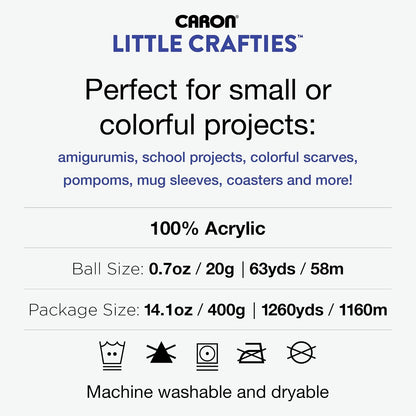 Caron Little Crafties - Paquete múltiple de 20 unidades (paquete de 1) - Proyectos de punto, ganchillo y arte, lavable a máquina y secable - Kit de hilo ligero duradero