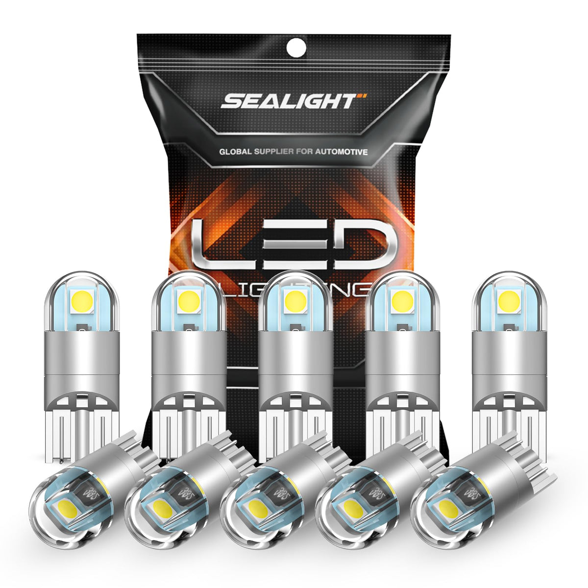 SEALIGHT 194 Bombillas LED 6000K Blanco T10 W5W 3030 Chips Luz Cúpula Mapa Placa Pack 10