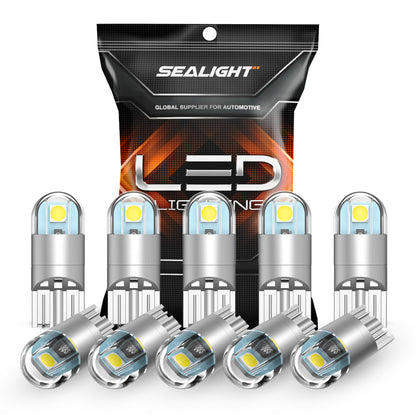 SEALIGHT 194 Bombillas LED 6000K Blanco T10 W5W 3030 Chips Luz Cúpula Mapa Placa Pack 10