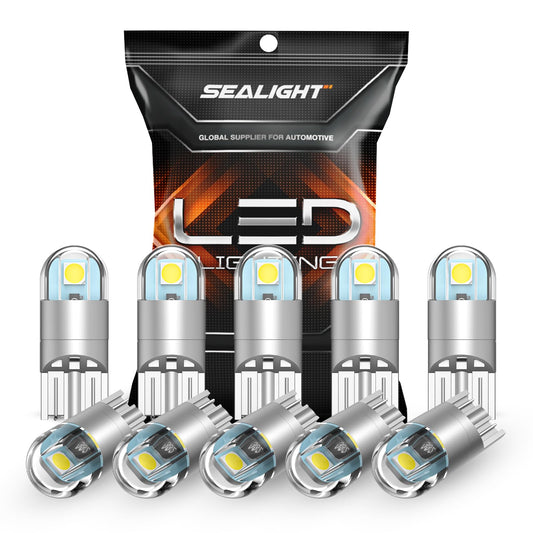 SEALIGHT 194 Bombillas LED 6000K Blanco T10 W5W 3030 Chips Luz Cúpula Mapa Placa Pack 10