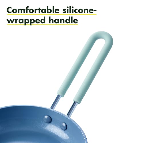 GreenPan Mini sartén antiadherente de cerámica saludable, redonda de 5 pulgadas, sin PFAS, apto para lavaplatos, mango que se mantiene fresco, verde menta