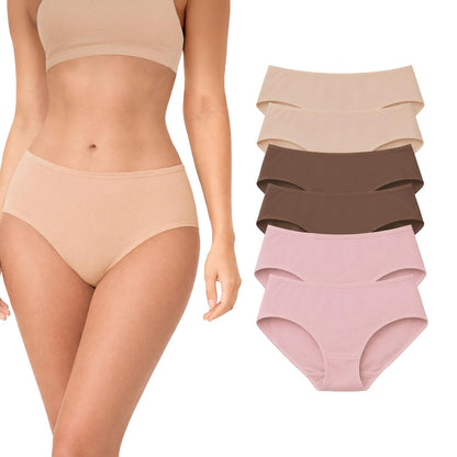 BODYcontrol Pantaletas de Algodón para Mujer - G - AVELLANA - ROSA - NUDE - SET 6