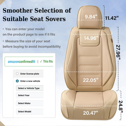 Coverado - Fundas de Asiento de Automóvil, Fundas Delanteras para Automóviles, Asientos Delanteros, Protector de Asiento de Automóvil, Impermeable, cojín de Piel para Asiento de Automóvil, Fundas Interiores