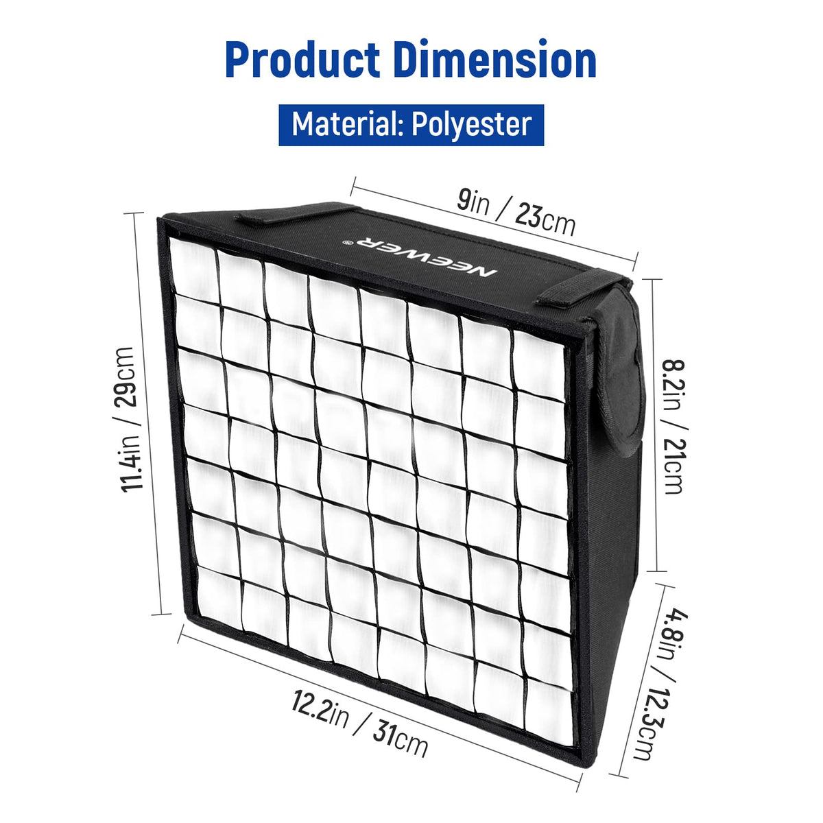 NEEWER 12,2"x11,4" Plegable Softbox Difusor con Grid y Bolsa para NL660/SNL660/RGB660/RGB660 Pro/RGB660 PRO II LED Panel Luz Vídeo, Estudio Fotografía Retrato Fotografía YouTube Video Iluminación Suave