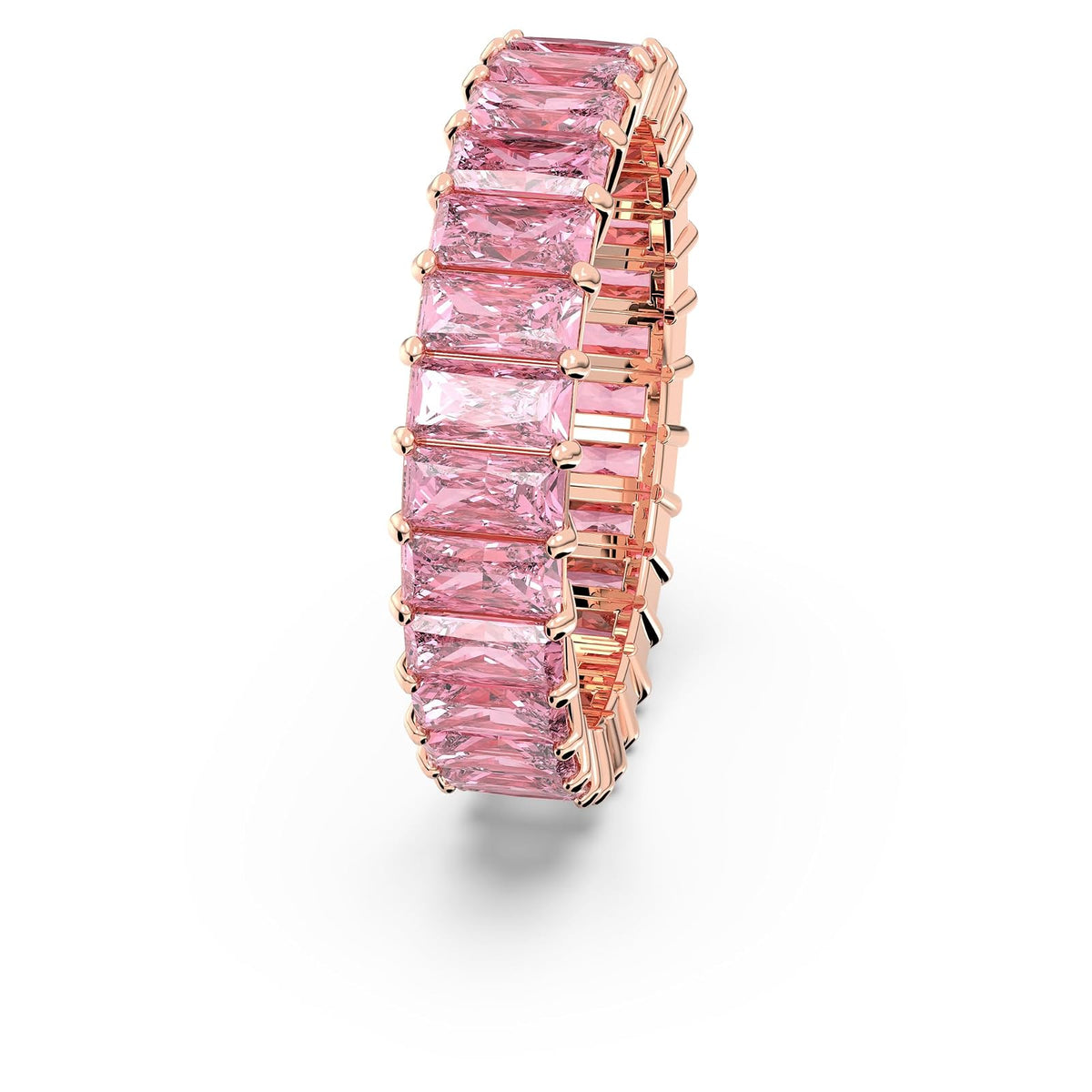 Anillo Swarovski Matrix, corte baguette, rosa, baño en tono oro rosa
