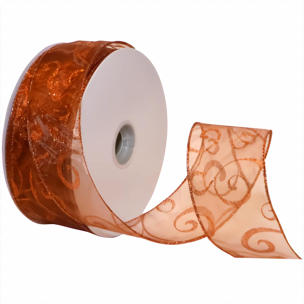 Morex Cinta de espiral con alambre transparente con purpurina, carrete de 2-1/2 pulgadas por 50 yardas, cobre - 2.5 Inch By 50 Yards - Cobre