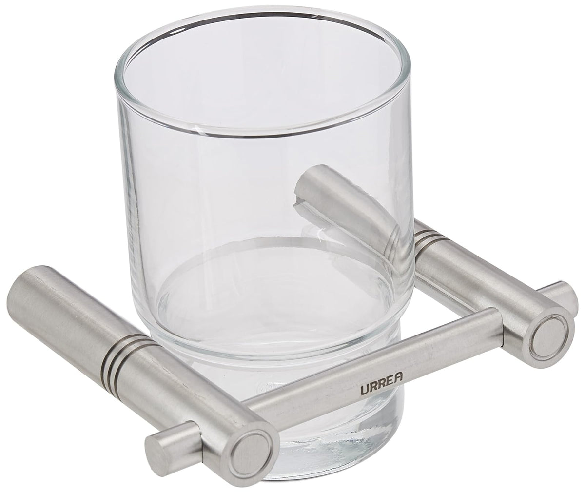URREA 9807 Portacepillos de Empotrar con Vaso de Cristal Inox