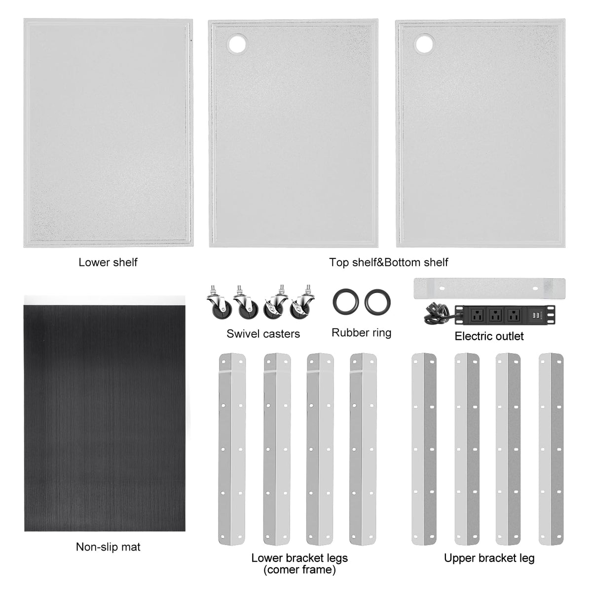 PM PERFORMOTOR - Carrito de Acero de 3 Capas con Ruedas de Tira de Potencia, 25 x 18 x 24 a 42 Pulgadas de Altura Ajustable para proyector, Gris, PM-TOL-CT2-GY