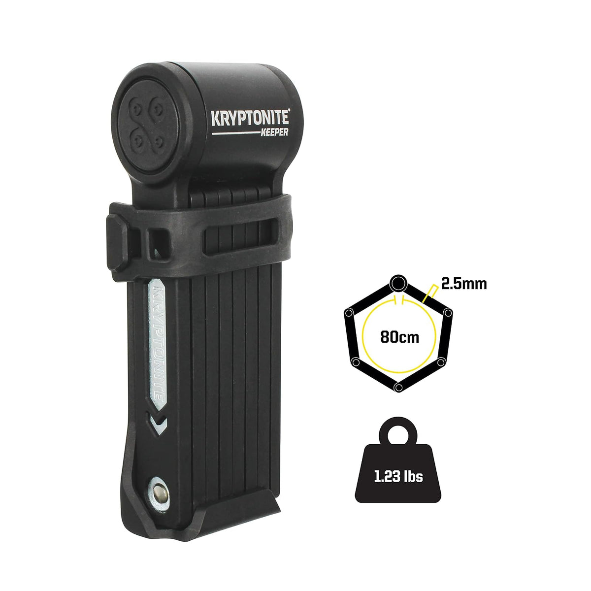 Kryptonite Keeper - Mini cerradura plegable para bicicleta, compacto, ligero, de alta seguridad, antirrobo, plegable, con 2 llaves y soporte para eléctricas, scooter, de montaña,