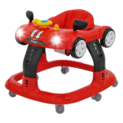 PRINSEL | Andadera Auto Boy LX para bebés Roja, Tablero Didáctico y Luces