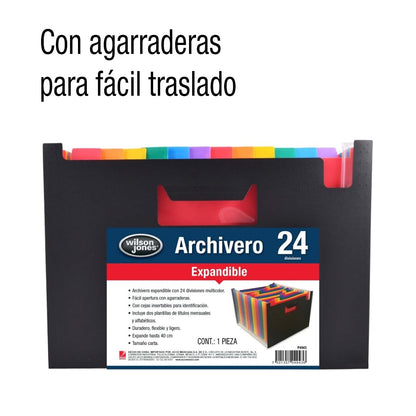 Wilson Jones Archivo Expandible hasta 40 cm, 24 Divisiones Multicolor