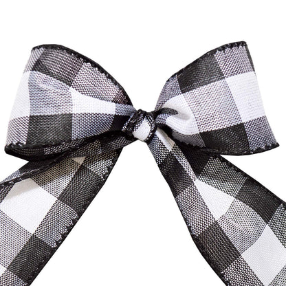 Morex Ribbon Cambridge - Cinta a cuadros con alambre en blanco y negro, para envolver regalos, cintas para el pelo para manualidades, decoraciones de Navidad para decoración del hogar, suministros y materiales de manualidades, 3.8 cm x 45.7 m