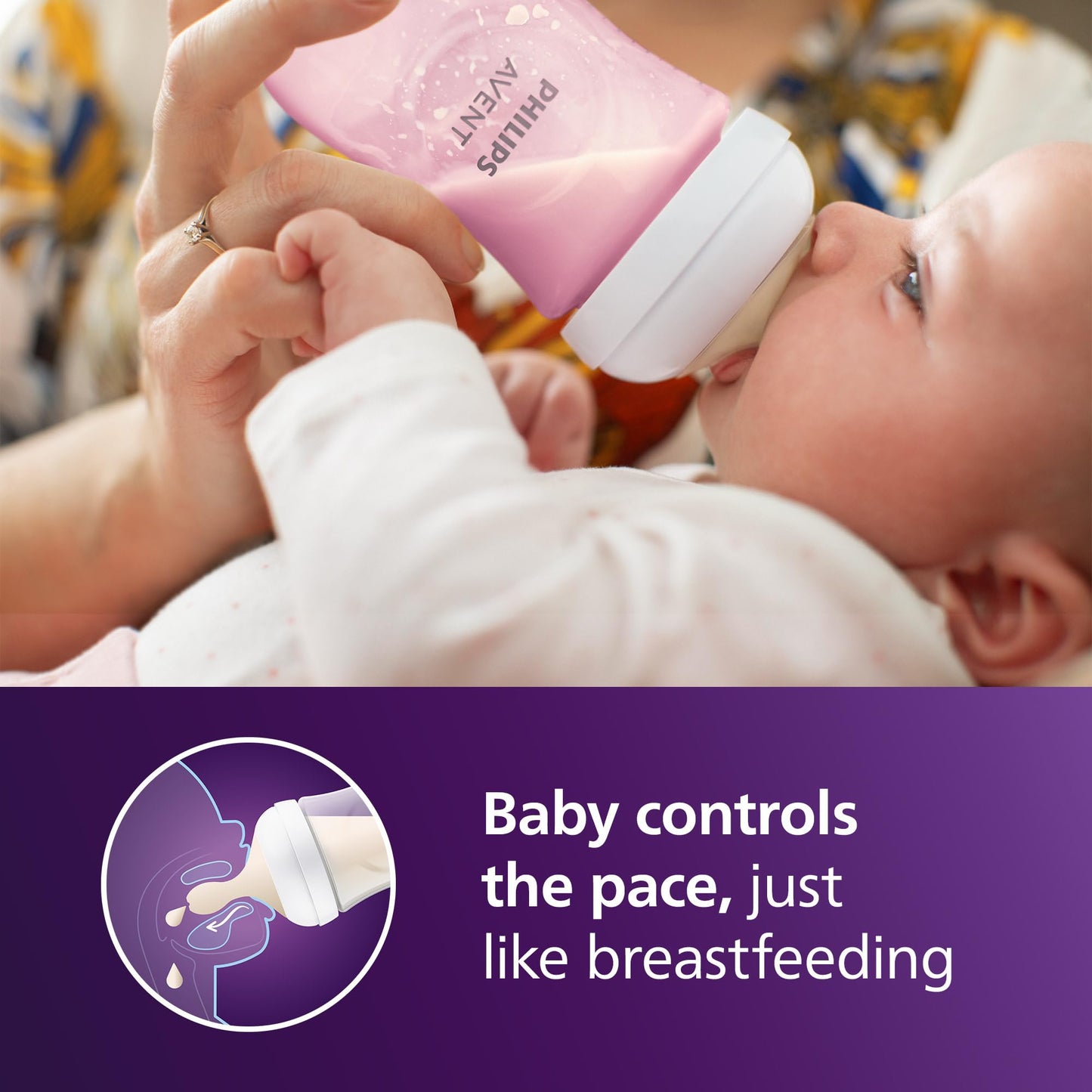 Philips Avent Biberón Natural Response con válvula anticólicos, color rosa, 9 oz/260 ml, 1 ml+, Flujo 3 Medio. 4 piezas, SCY903/14