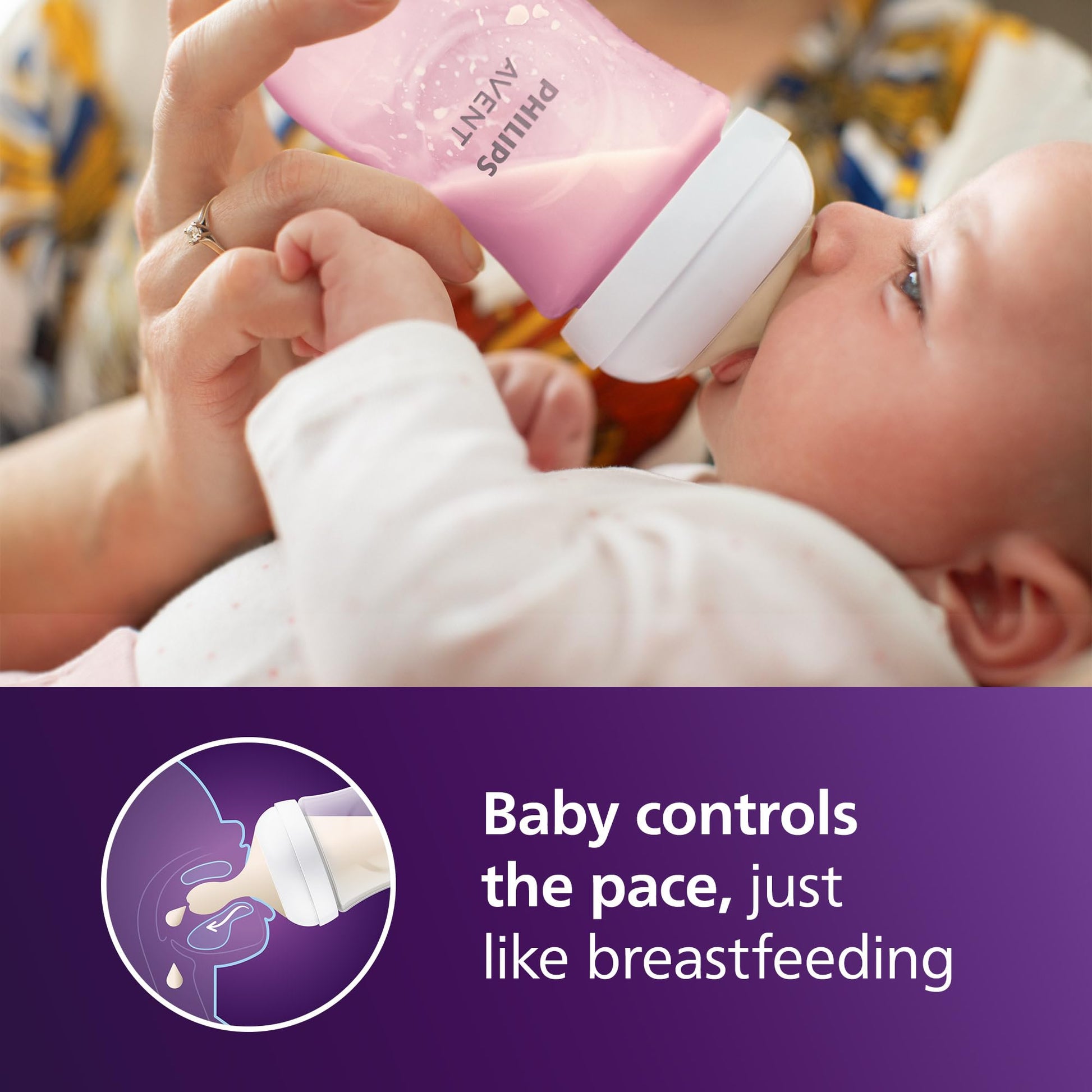 Philips Avent Biberón Natural Response con válvula anticólicos, color rosa, 9 oz/260 ml, 1 ml+, Flujo 3 Medio. 4 piezas, SCY903/14