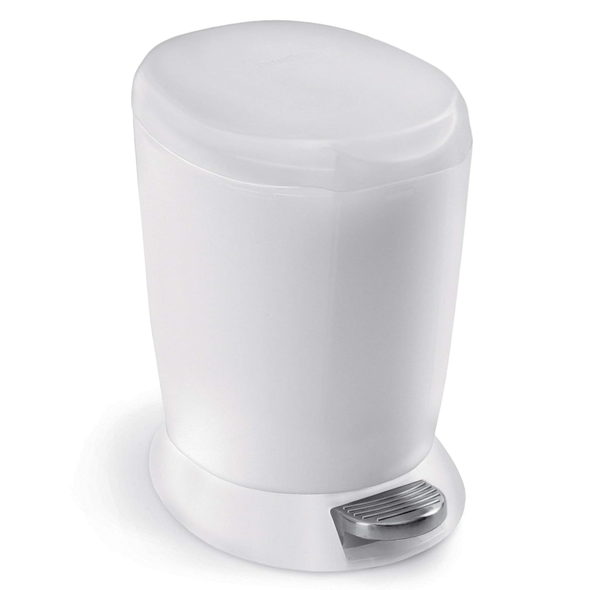 simplehuman, bote de basura redondo con pedal, plástico blanco, 6 L