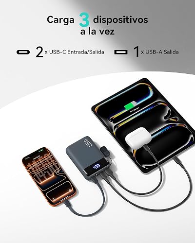 INIU Power Bank, Pequeño 20000mAh 22,5W Carga Rapida Bateria Phone Externa | Cable USB C Desmontable, Apto para Avión, Esenciales de Viaje, Bateria Portatil para iPhone 17, Samsung, iPad, etc. [Azul]