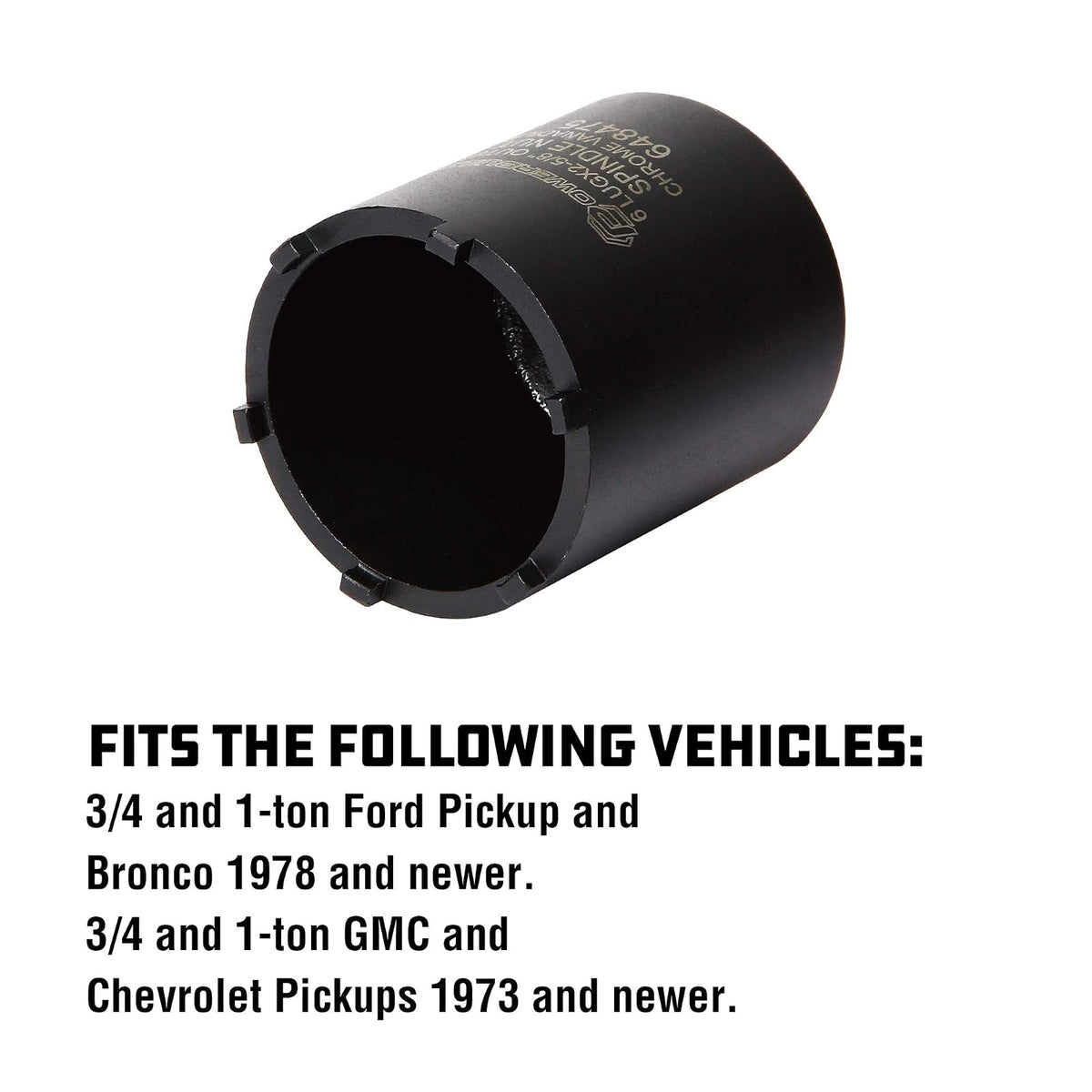 Powerbuilt 648475 - Enchufe de husillo, 6 exteriores, 6 lengüetas, quitar tuercas de husillo, 2-5 pulgadas exterior, Ford Chevy GMC Bronco Trucks