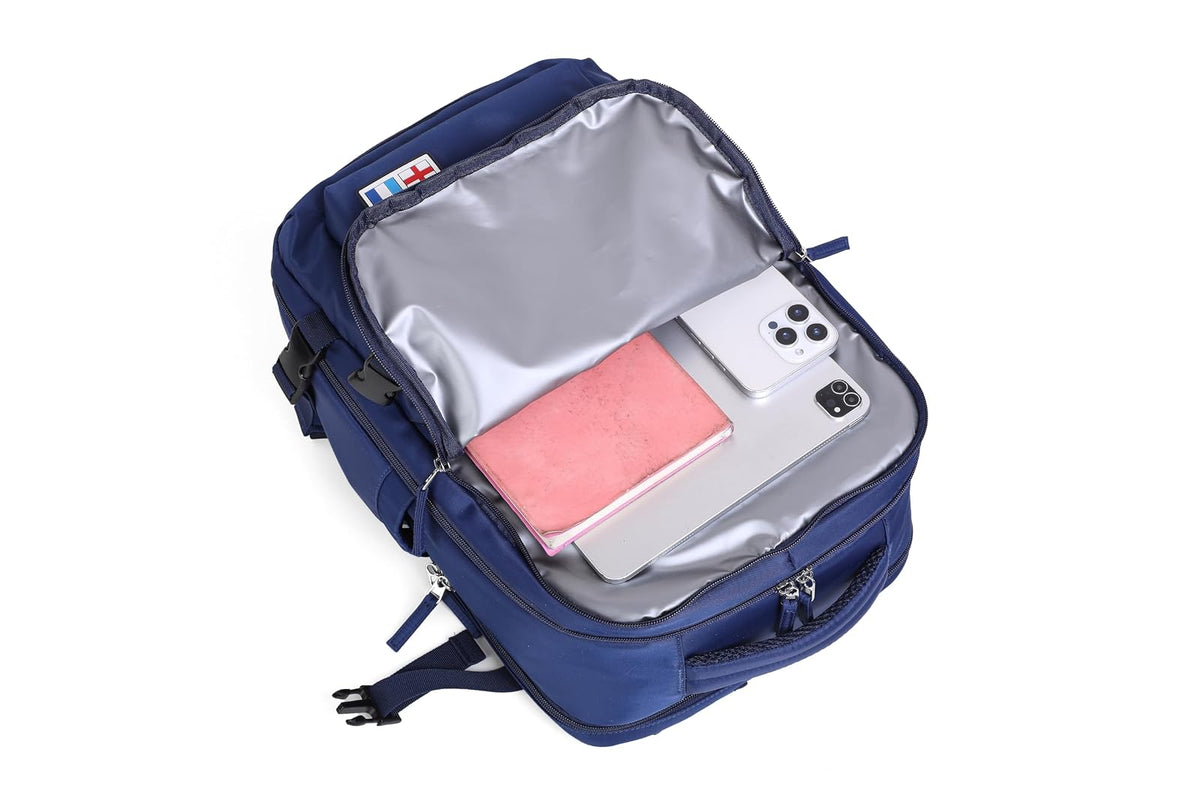 Nautica - Mochila de Viaje 10 kg, Mochila para Laptop 17", Unisex Cómoda y Resistente con Puerto de Carga, Sección Impermeable y para Zapatos, Antirrobo.