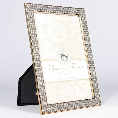 Lawrence Frames Lawrence Royal Designs - Marco de fotos de metal dorado y purpurina (5 x 7 pulgadas)
