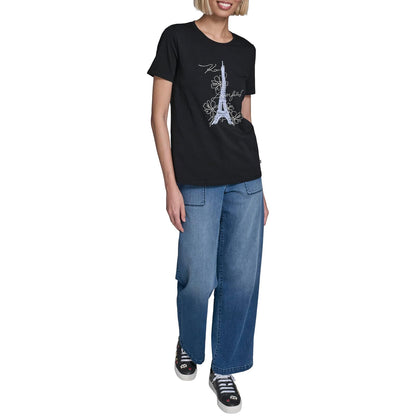 Karl Lagerfeld - Playera de Manga Corta con Cuello Redondo para Mujer