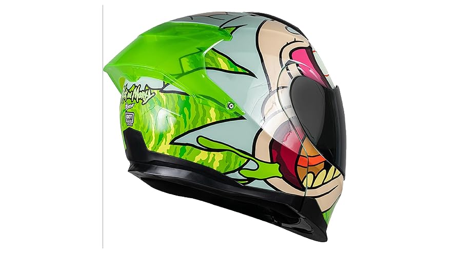 KOV Casco Rick Y Morty Apex ABATIBLE para Moto FOTOLUMINISCENTE Certificado