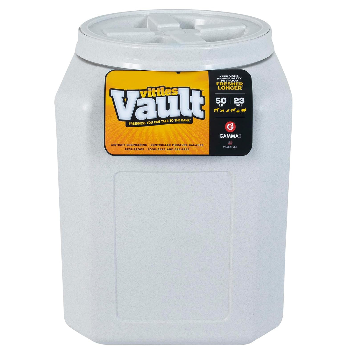 Gamma2 - Vittles Vault Outback - Recipiente hermético para almacenamiento de alimentos para mascotas, Granito cálido 50 Pound