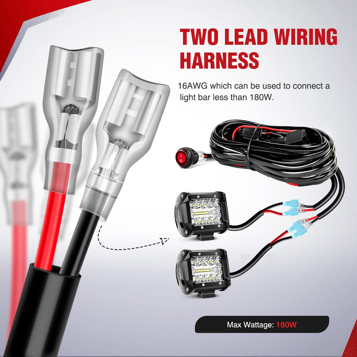 Nilight Barra de Luz LED Ámbar ZH430, 30.5 cm, 240 W, Triple Hilera, Combo Inundación, con Arnés 16 AWG, 12-24 V
