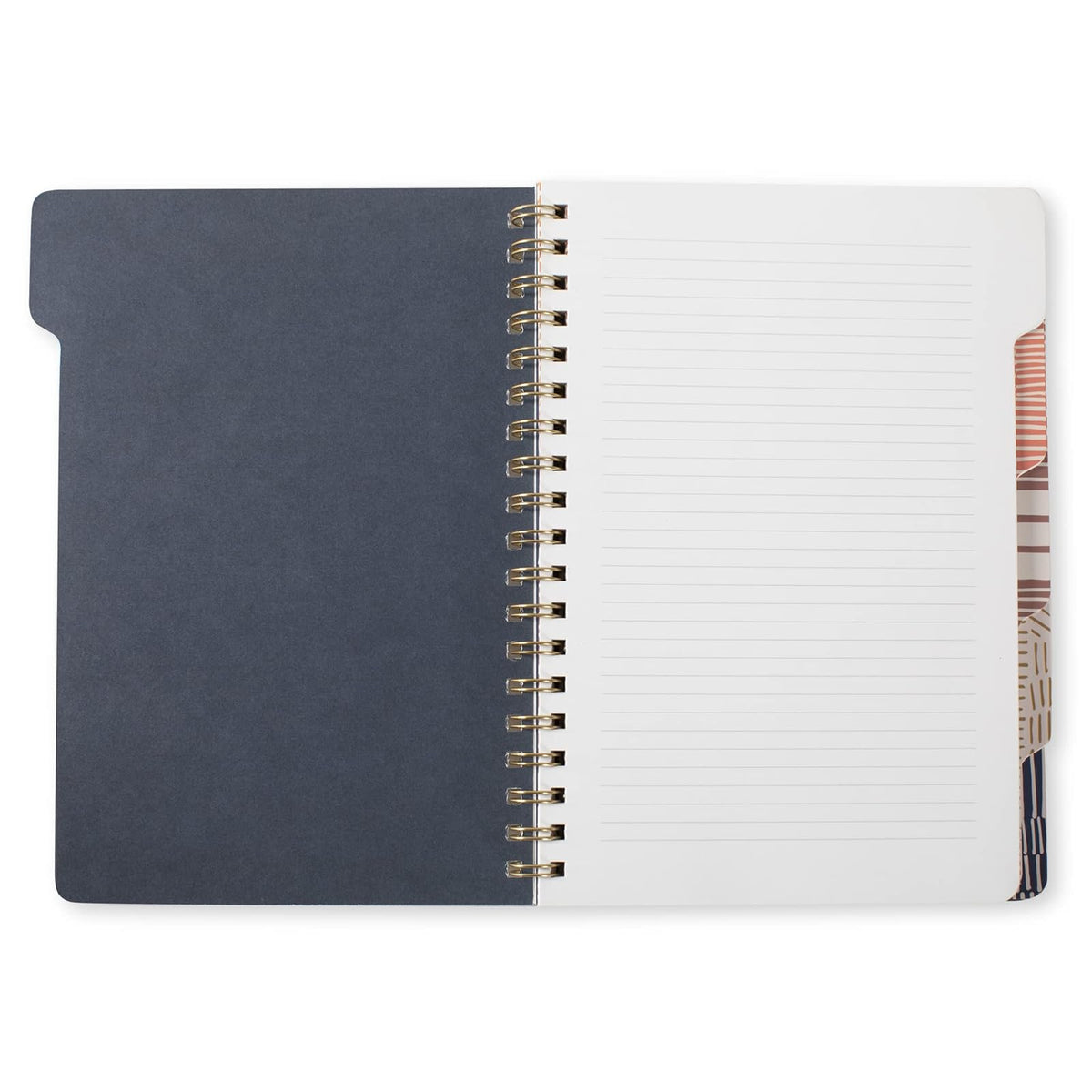 Fringe Studio - Cuaderno de pestañas grandes, líneas tribales, cubierta flexible de tapa blanda, reglas universitarias, 5 divisores de sujetos/troquelados, 7.25 x 10 pulgadas, 180 páginas forradas