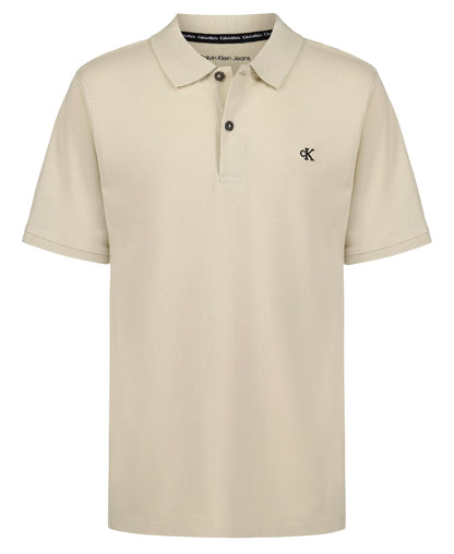 Calvin Klein Polo Manga Corta Marled Space Dye para Niño - Avena - 10-12