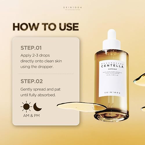 SKIN1004 Madagascar Centella Asiatica Ampoule Suero facial (1.85 onzas) – 100% extracto de Centella Asiática – para calmar la piel sensible y propensa al acné