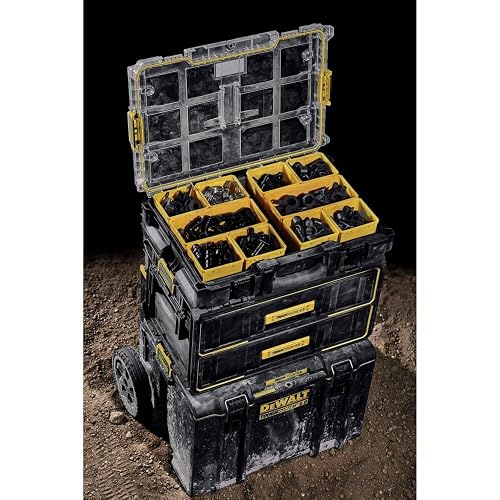 DEWALT Organizador ToughSystem 2.0 10 compartimentos DWST08040 | Organizador modular de tamaño completo para accesorios, herramientas y suministros en obra.