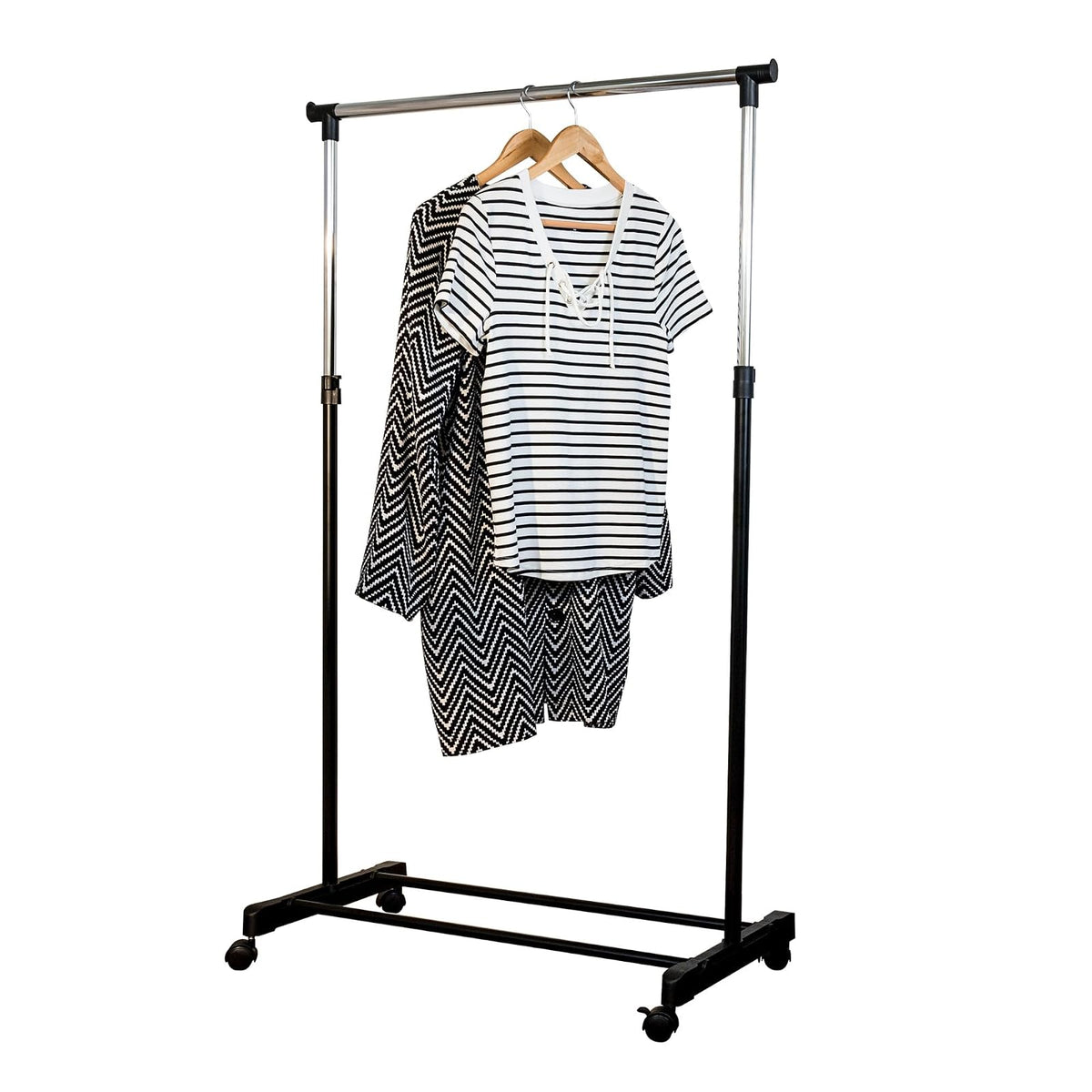 Honey-Can-Do GAR-01122 Perchero de altura ajustable, cromo/b, 33.1" x 16.7" x 65.75", negro