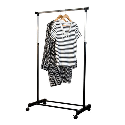Honey-Can-Do GAR-01122 Perchero de altura ajustable, cromo/b, 33.1" x 16.7" x 65.75", negro