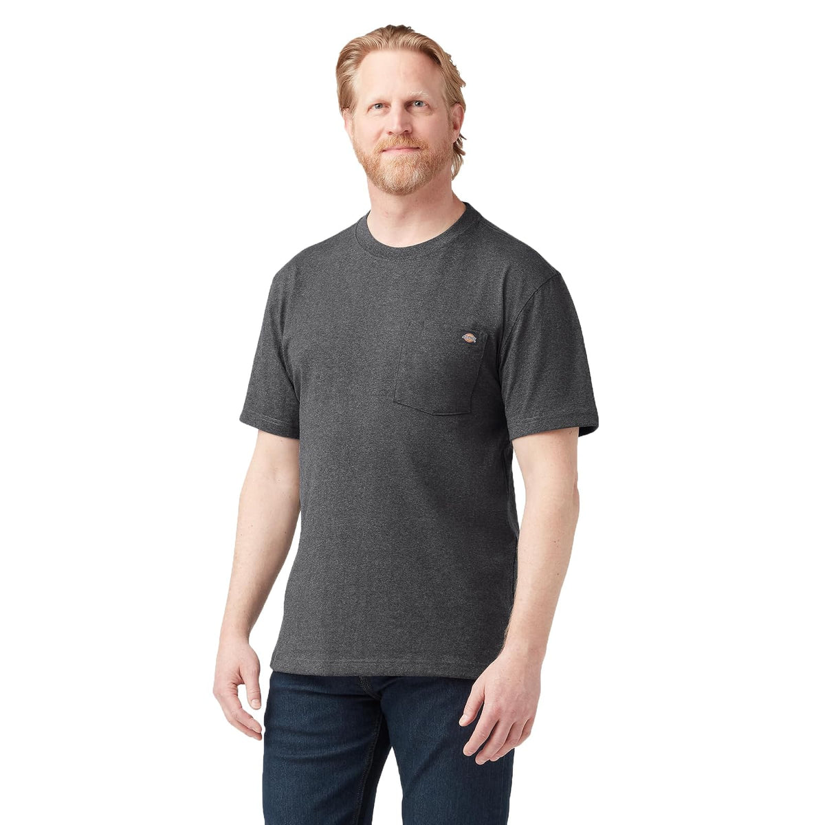 Dickies Playera de Manga Corta Cuello Redondo Heavyweight para Hombre - 3XL Amplio Alto - Gris carbón jaspeado