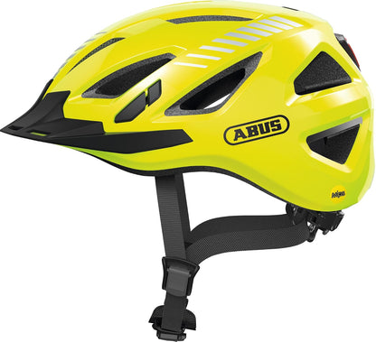 ABUS Stadthelm Urban-I 3.0 MIPS - Fahrradhelm mit Aufprallschutz, Rücklicht, Schirm und Magnetverschluss - für Damen und Herren - L (56-61 cm) - Amarillo