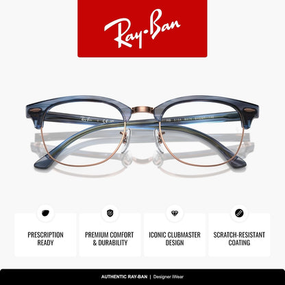 Ray-Ban Rx5154 Clubmaster - Marcos cuadrados para anteojos graduadas para mujer