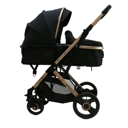 PRINSEL | Carriola y Autoasiento para Bebé | Carriola y Sistemas de Viaje/Paseo | Gold LX | Negro | De 0 Meses a 3 Años, Hasta 18 kg, Fácil Cierre, Asiento Reversible, Portabebé, Amplia Canastilla | Artículos para Bebés - Recién Nacido