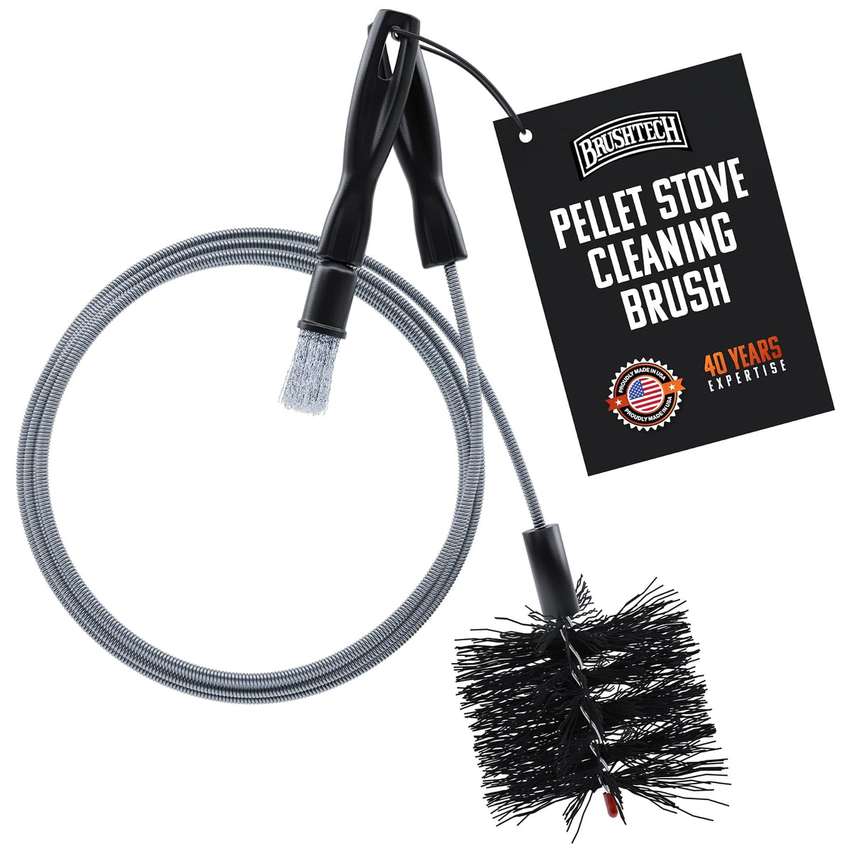 Brushtech Pellet Stove Cleaning Brush Kit de Cepillo para Polvo de Limpieza para Tubos de refrigeración de 3 Pulgadas