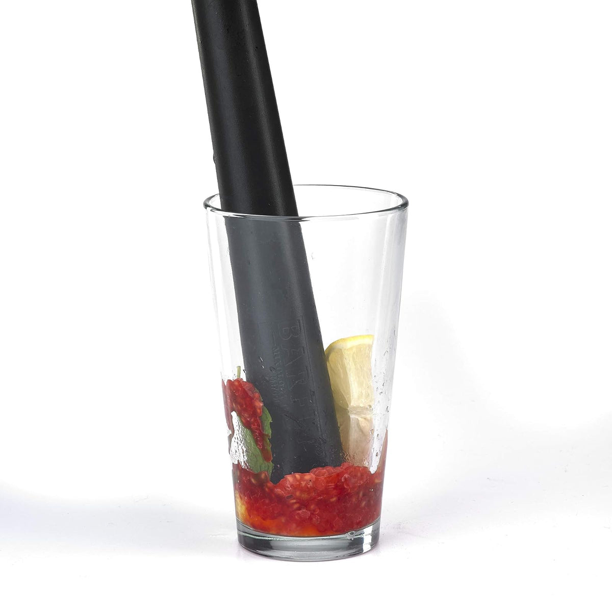 Barfly Muddler, 12 pulgadas de lujo, compuesto, negro