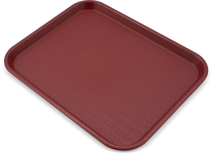 Carlisle FoodService Products Bandeja de Comida rápida de 14 x 18 Pulgadas, Polipropileno Duradero con Superficie Antideslizante, apilable para cafeterías y escuelas, sin BPA, Color Burdeos