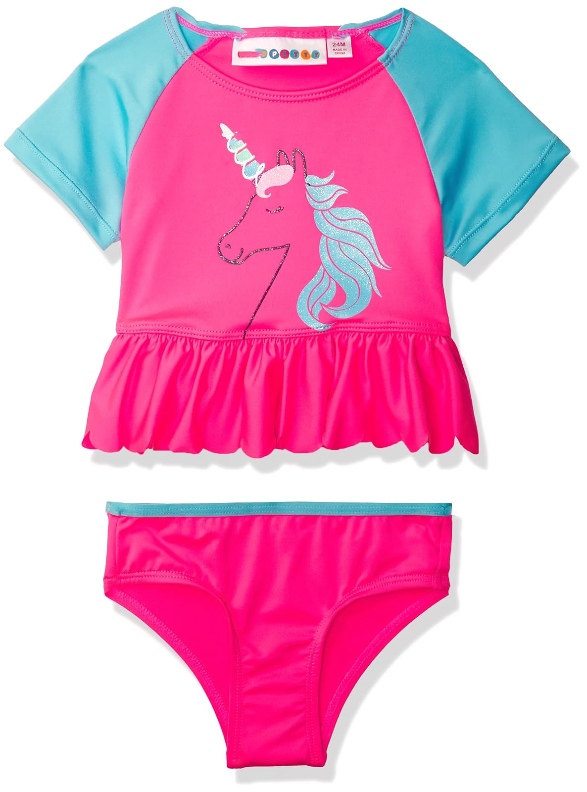 Wippette Juego de Dos Piezas de Rashguard Impreso Juego de proteccin de Sarpullido para bebés niñas