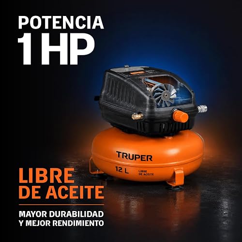 Truper COMP-12S, Compresor libre de aceite compacto 12L, 1 HP 127 V