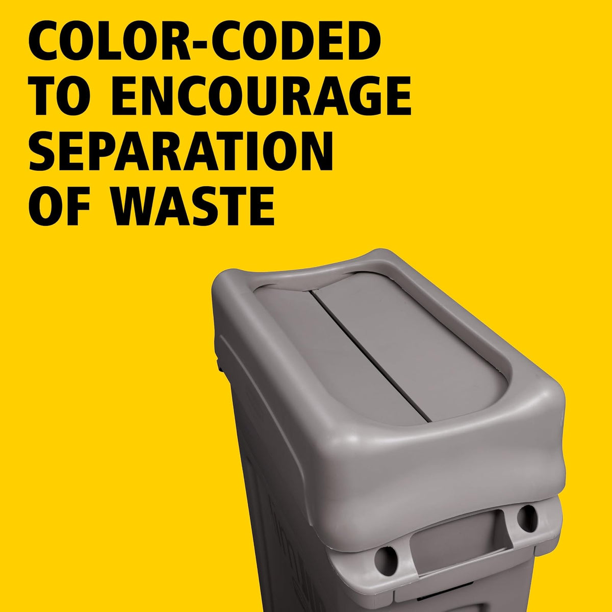 Rubbermaid Commercial Products Slim Jim® – Tapa Abatible para Contenedor, Oculta Residuos y Permite Acceso sin Contacto, Codificación por Colores para Separación de Residuos, Gris FG267360GRAY