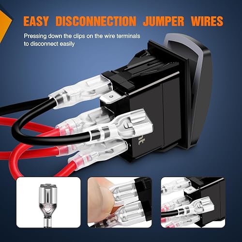 Nilight Interruptor Bocina UTV 5 Pines SPST | Momentáneo On Off, Retroiluminado Naranja, 12V 24V, Compatible Polaris RZR