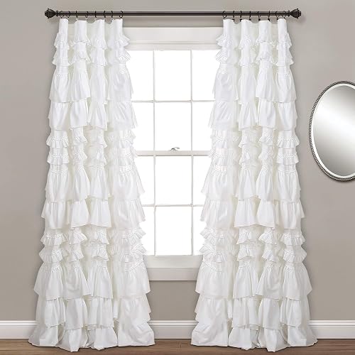 Lush Decor Kemmy Panel de Cortina para Ventana, Blanco, 2.1 m x 1.3 m, 1