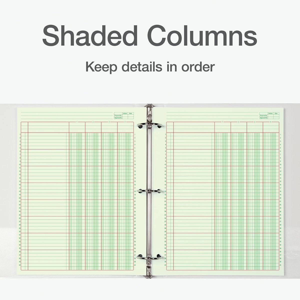 Adams Columnar - Almohadilla de análisis, libro mayor de 4 columnas, 8.5 x 11 pulgadas, 100 páginas (50 hojas), verde, perforador de 3 agujeros, para contabilidad, contabilidad y datos (ACP85114)