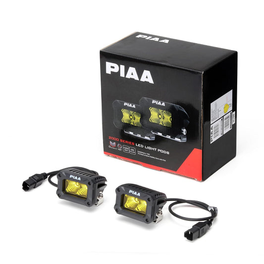 PIAA DKCL200 Serie 2000 Lámparas auxiliares de 3 pulgadas, amarillo, haz de inundación, paquete de 2